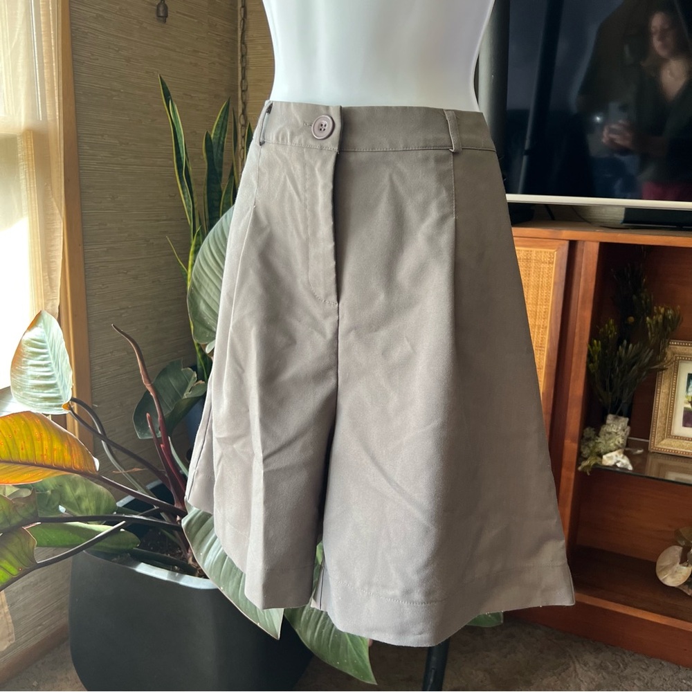 Gray Pleated Shorts